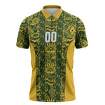 South Africa Indebe Yomhlaba Custom Zipper Polo Shirt Ndebele Art Gold Edition