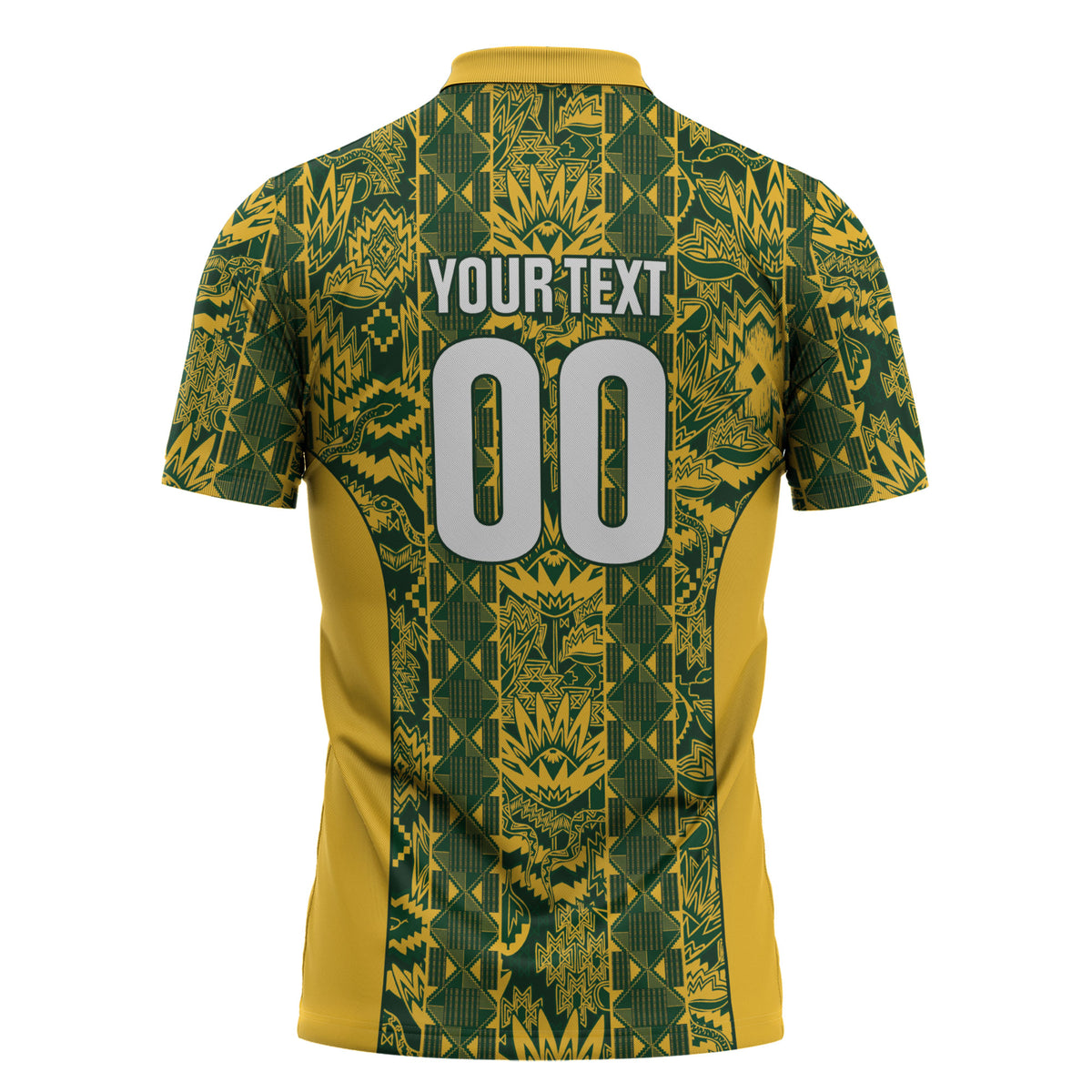 South Africa Indebe Yomhlaba Custom Zipper Polo Shirt Ndebele Art Gold Edition