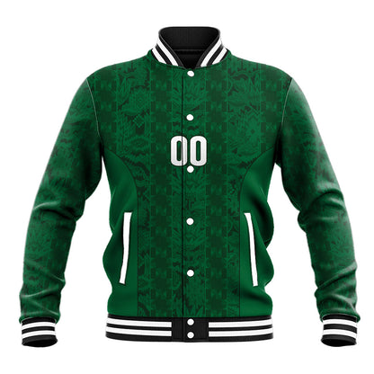 South Africa Indebe Yomhlaba Custom Baseball Jacket Ndebele Art Green Edition