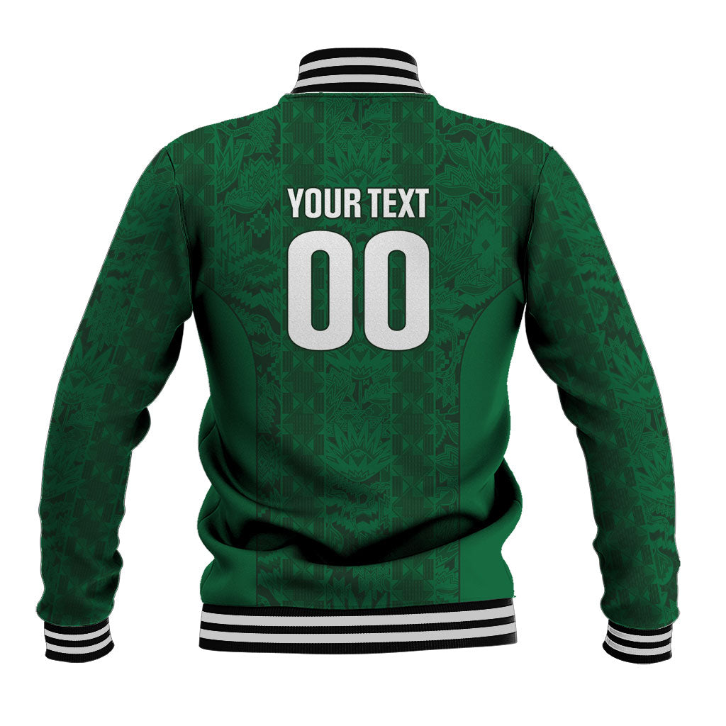 South Africa Indebe Yomhlaba Custom Baseball Jacket Ndebele Art Green Edition