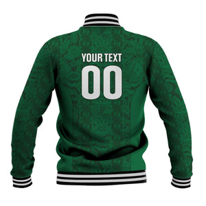 South Africa Indebe Yomhlaba Custom Baseball Jacket Ndebele Art Green Edition