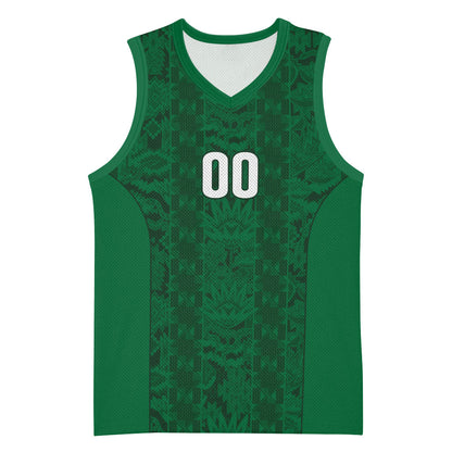 South Africa Indebe Yomhlaba Custom Basketball Jersey Ndebele Art Green Edition