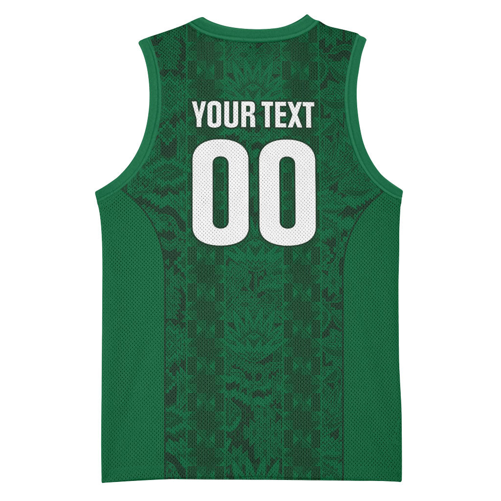 South Africa Indebe Yomhlaba Custom Basketball Jersey Ndebele Art Green Edition
