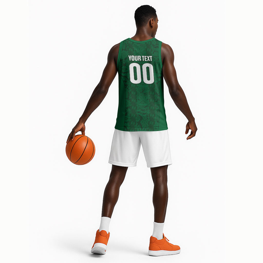 South Africa Indebe Yomhlaba Custom Basketball Jersey Ndebele Art Green Edition