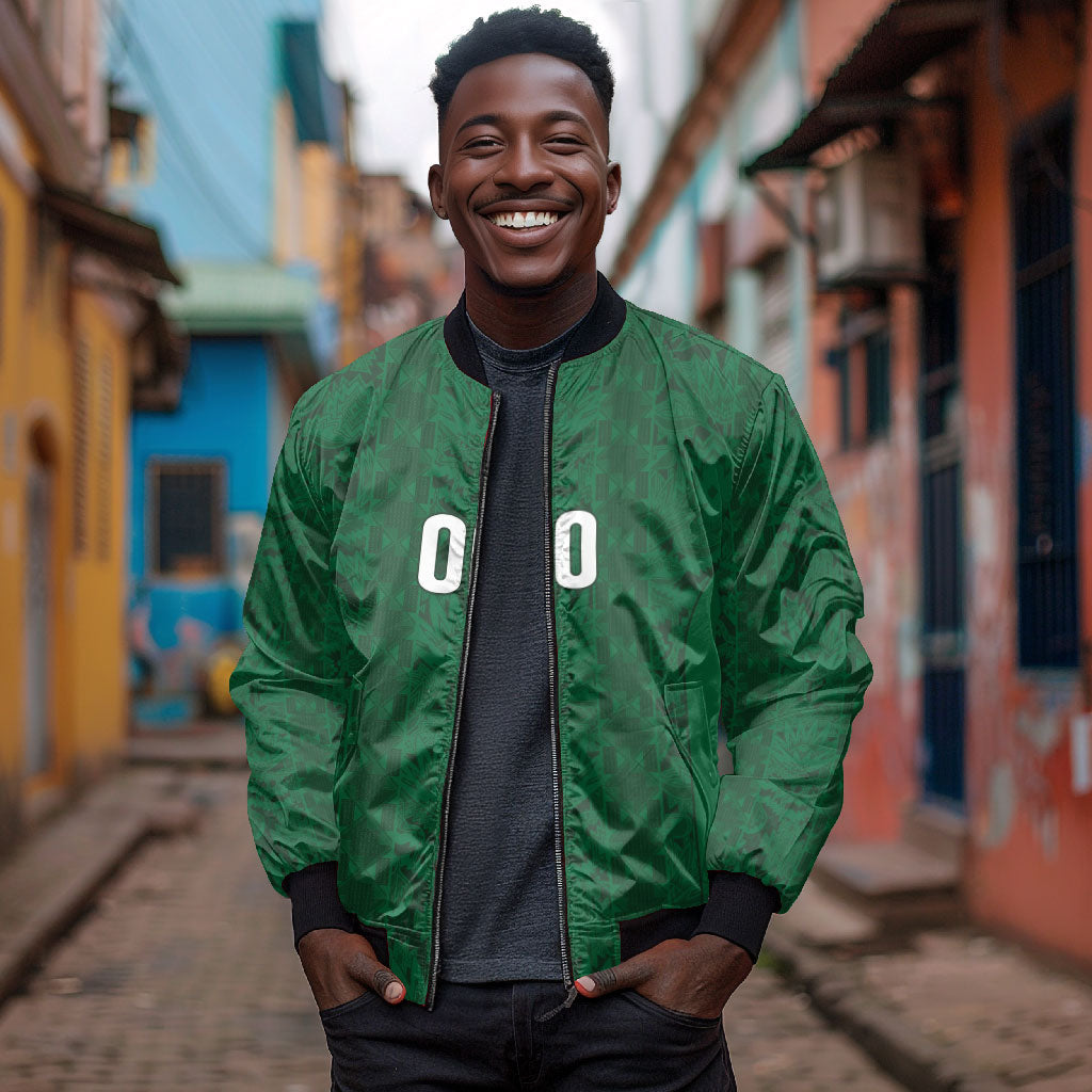 South Africa Indebe Yomhlaba Custom Bomber Jacket Ndebele Art Green Edition