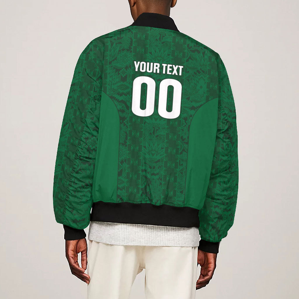 South Africa Indebe Yomhlaba Custom Bomber Jacket Ndebele Art Green Edition
