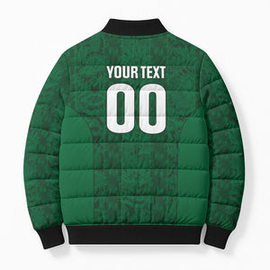 South Africa Indebe Yomhlaba Custom Bomber Puffer Jacket Ndebele Art Green Edition