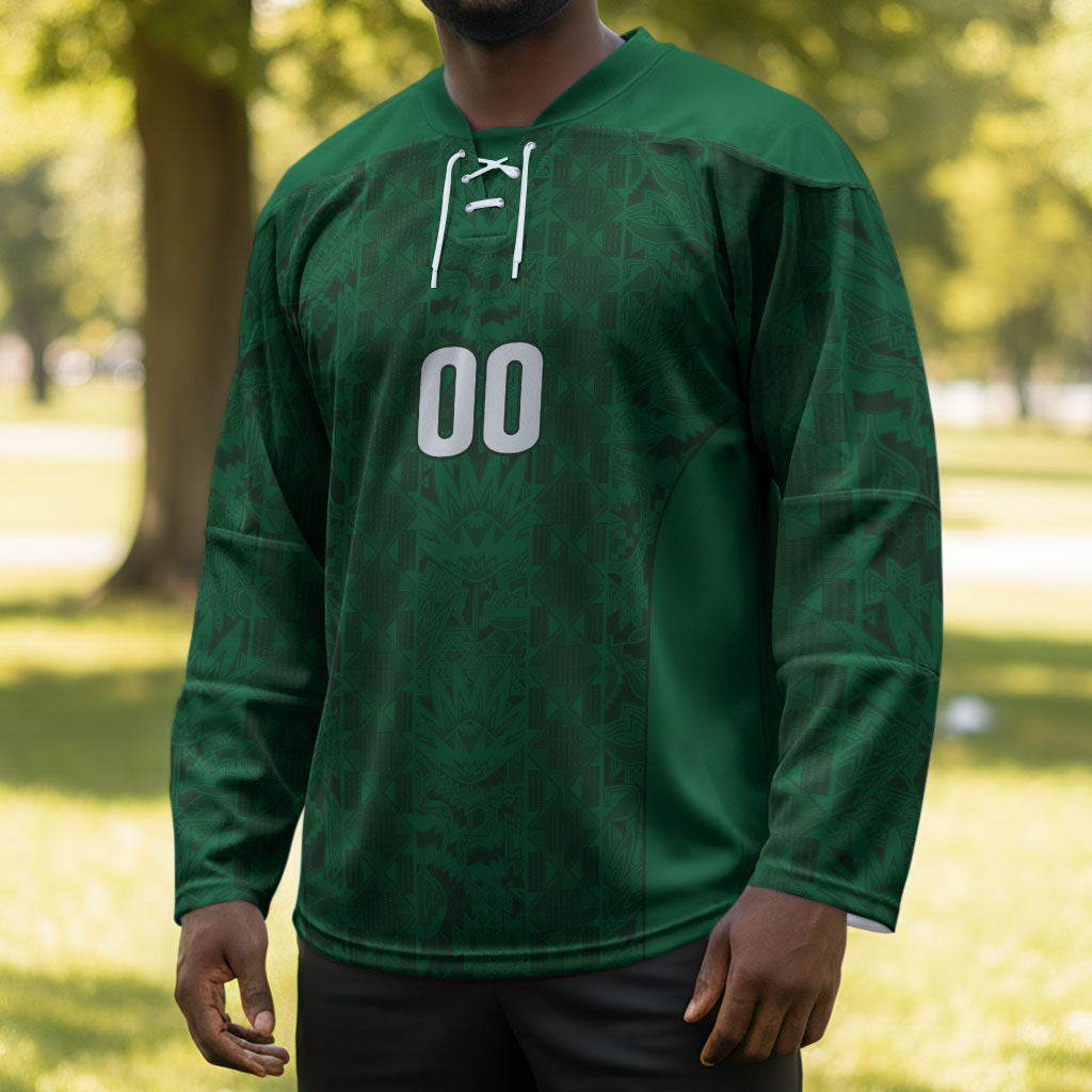 South Africa Indebe Yomhlaba Custom Hockey Jersey Ndebele Art Green Edition