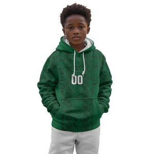 South Africa Indebe Yomhlaba Custom Kid Hoodie Ndebele Art Green Edition