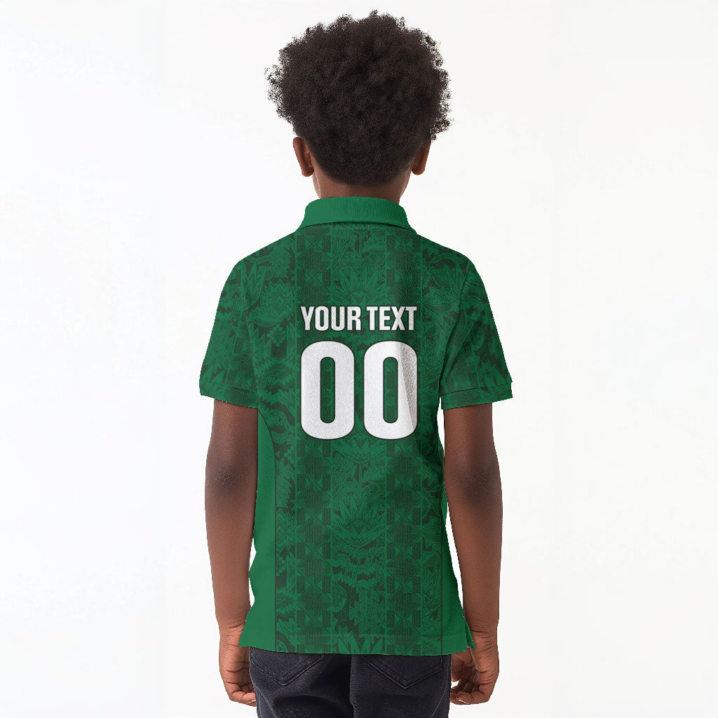 South Africa Indebe Yomhlaba Custom Kid Polo Shirt Ndebele Art Green Edition
