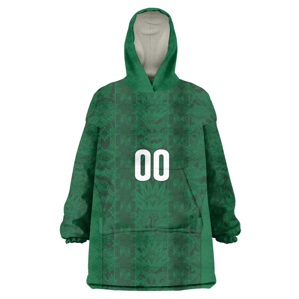 South Africa Indebe Yomhlaba Custom Kid Wearable Blanket Hoodie Ndebele Art Green Edition