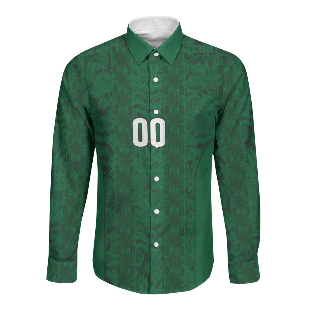 South Africa Indebe Yomhlaba Custom Long Sleeve Button Shirt Ndebele Art Green Edition
