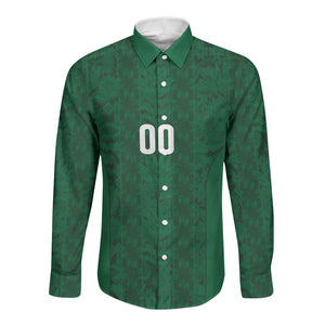 South Africa Indebe Yomhlaba Custom Long Sleeve Button Shirt Ndebele Art Green Edition