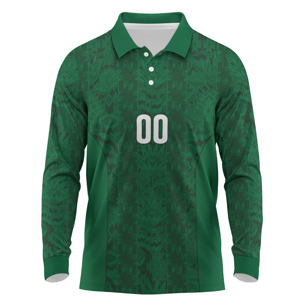 South Africa Indebe Yomhlaba Custom Long Sleeve Polo Shirt Ndebele Art Green Edition