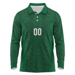 South Africa Indebe Yomhlaba Custom Long Sleeve Polo Shirt Ndebele Art Green Edition