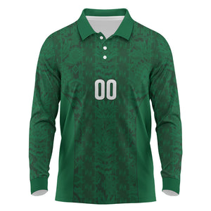 South Africa Indebe Yomhlaba Custom Long Sleeve Polo Shirt Ndebele Art Green Edition