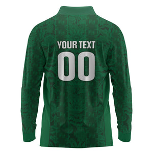 South Africa Indebe Yomhlaba Custom Long Sleeve Polo Shirt Ndebele Art Green Edition