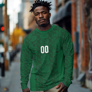 South Africa Indebe Yomhlaba Custom Long Sleeve Shirt Ndebele Art Green Edition