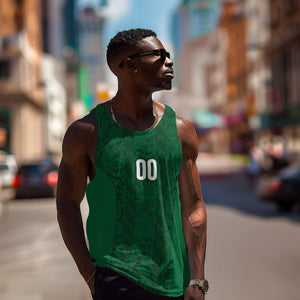 South Africa Indebe Yomhlaba Custom Men Tank Top Ndebele Art Green Edition