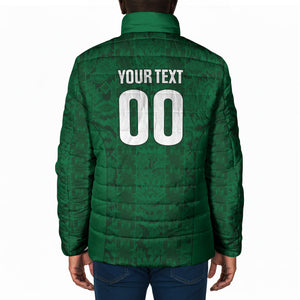 South Africa Indebe Yomhlaba Custom Padded Jacket Ndebele Art Green Edition