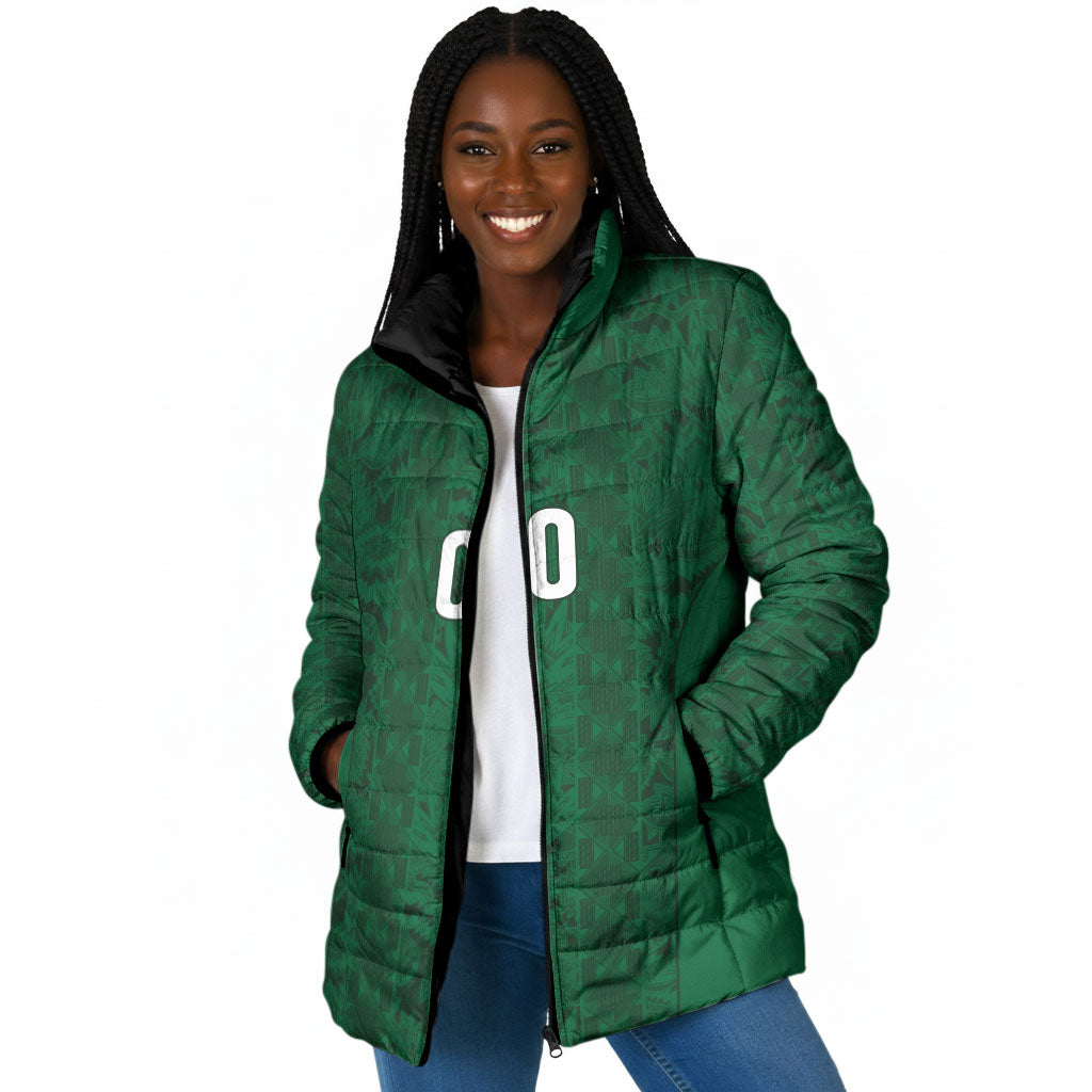 South Africa Indebe Yomhlaba Custom Padded Jacket Ndebele Art Green Edition