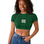South Africa Indebe Yomhlaba Custom Raglan Cropped T shirt Ndebele Art Green Edition