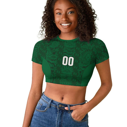 South Africa Indebe Yomhlaba Custom Raglan Cropped T shirt Ndebele Art Green Edition