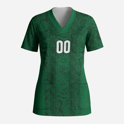 South Africa Indebe Yomhlaba Custom Scrub Top Ndebele Art Green Edition