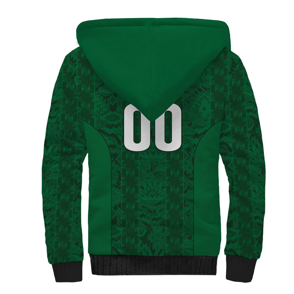 South Africa Indebe Yomhlaba Custom Sherpa Hoodie Ndebele Art Green Edition