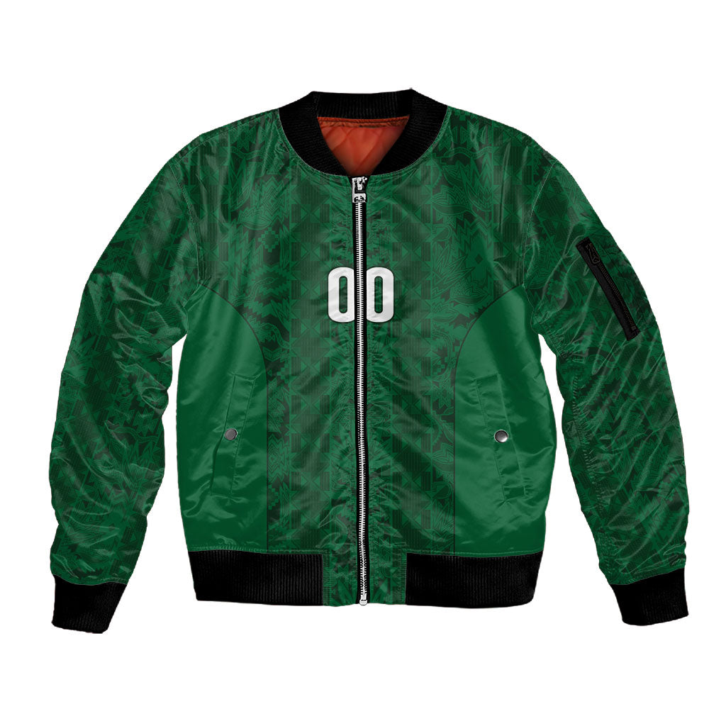 South Africa Indebe Yomhlaba Custom Sleeve Zip Bomber Jacket Ndebele Art Green Edition