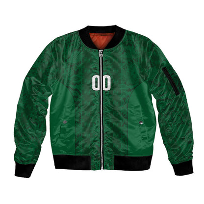 South Africa Indebe Yomhlaba Custom Sleeve Zip Bomber Jacket Ndebele Art Green Edition