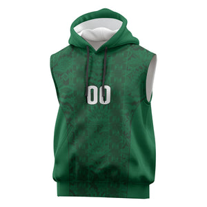 South Africa Indebe Yomhlaba Custom Sleeveless Hoodie Ndebele Art Green Edition