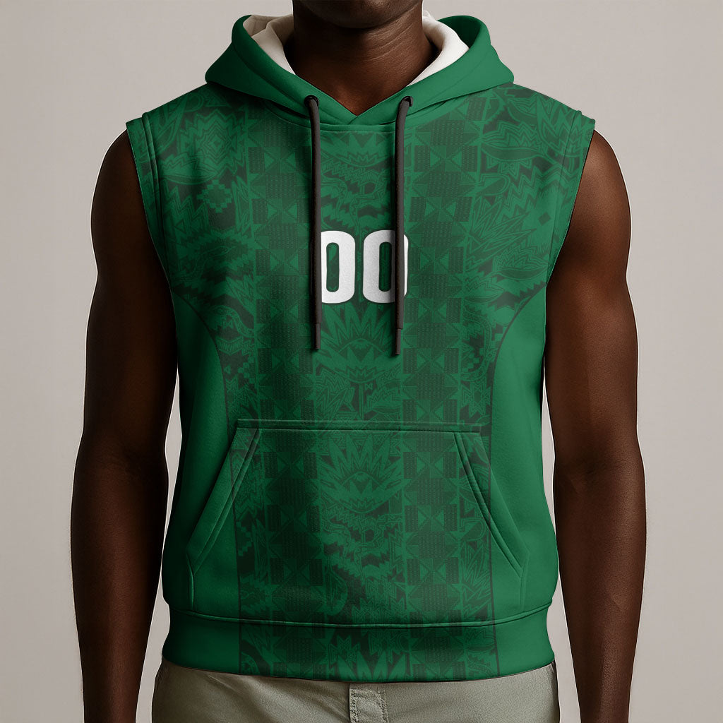 South Africa Indebe Yomhlaba Custom Sleeveless Hoodie Ndebele Art Green Edition