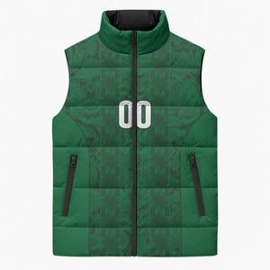 South Africa Indebe Yomhlaba Custom Sleeveless Puffer Jacket Ndebele Art Green Edition