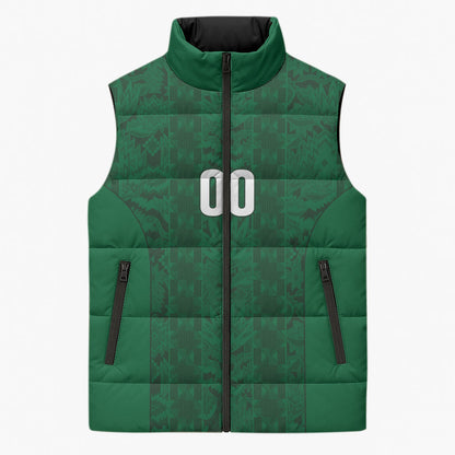 South Africa Indebe Yomhlaba Custom Sleeveless Puffer Jacket Ndebele Art Green Edition