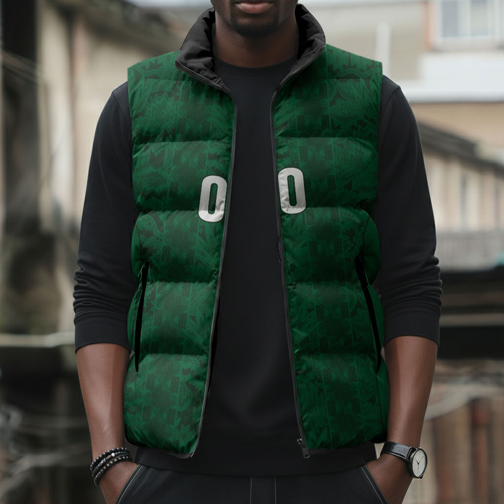South Africa Indebe Yomhlaba Custom Sleeveless Puffer Jacket Ndebele Art Green Edition