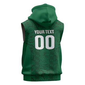 South Africa Indebe Yomhlaba Custom Sleeveless Zip Hoodie Ndebele Art Green Edition