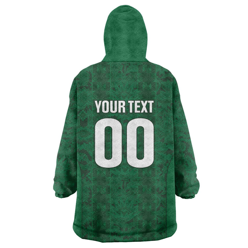 South Africa Indebe Yomhlaba Custom Wearable Blanket Hoodie Ndebele Art Green Edition