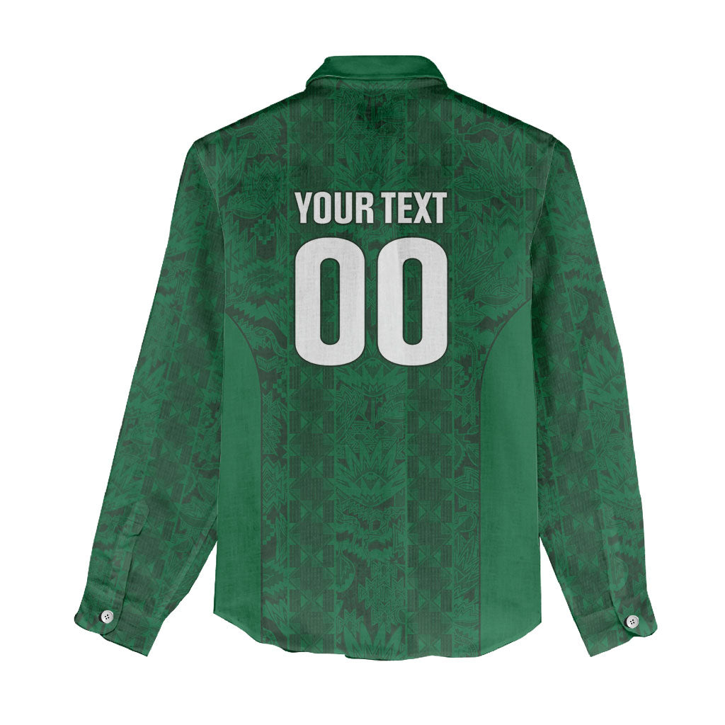 South Africa Indebe Yomhlaba Custom Women Casual Shirt Ndebele Art Green Edition