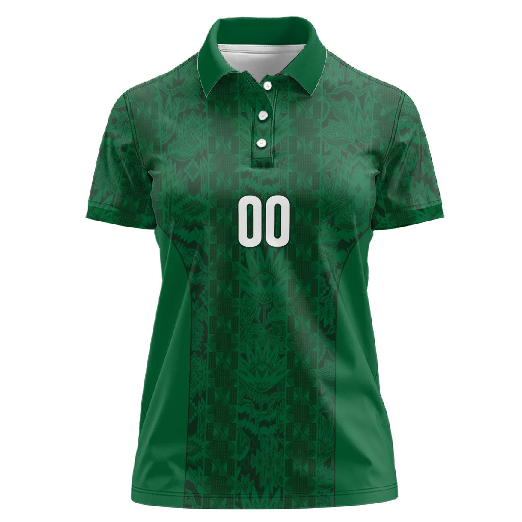 South Africa Indebe Yomhlaba Custom Women Polo Shirt Ndebele Art Green Edition