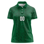 South Africa Indebe Yomhlaba Custom Women Polo Shirt Ndebele Art Green Edition