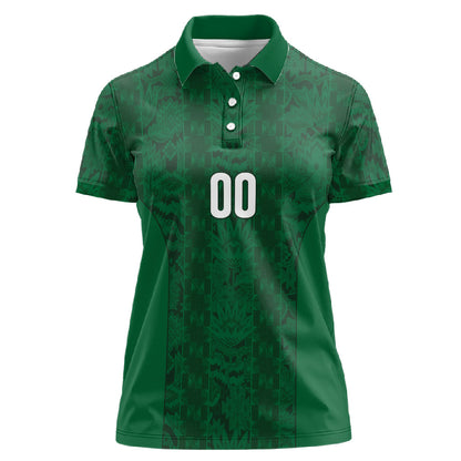 South Africa Indebe Yomhlaba Custom Women Polo Shirt Ndebele Art Green Edition