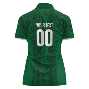 South Africa Indebe Yomhlaba Custom Women Polo Shirt Ndebele Art Green Edition