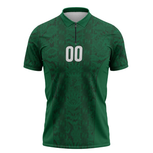 South Africa Indebe Yomhlaba Custom Zipper Polo Shirt Ndebele Art Green Edition