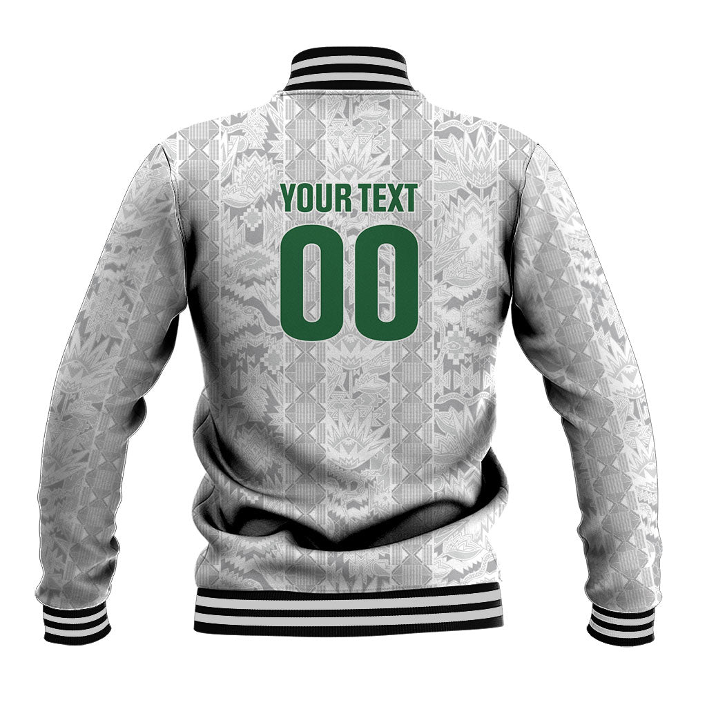 South Africa Indebe Yomhlaba Custom Baseball Jacket Ndebele Art White Edition