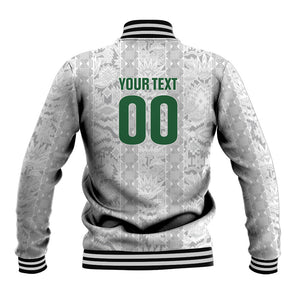 South Africa Indebe Yomhlaba Custom Baseball Jacket Ndebele Art White Edition