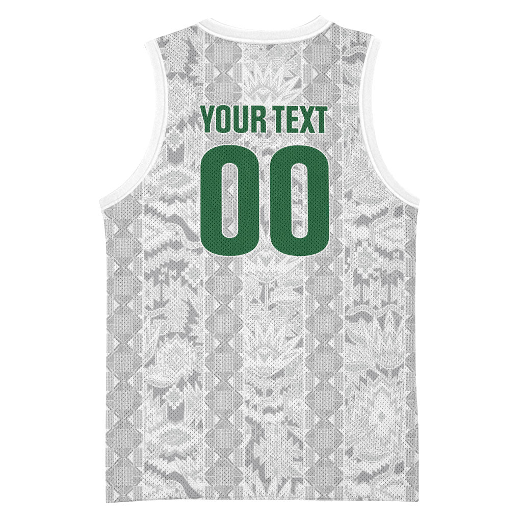 South Africa Indebe Yomhlaba Custom Basketball Jersey Ndebele Art White Edition