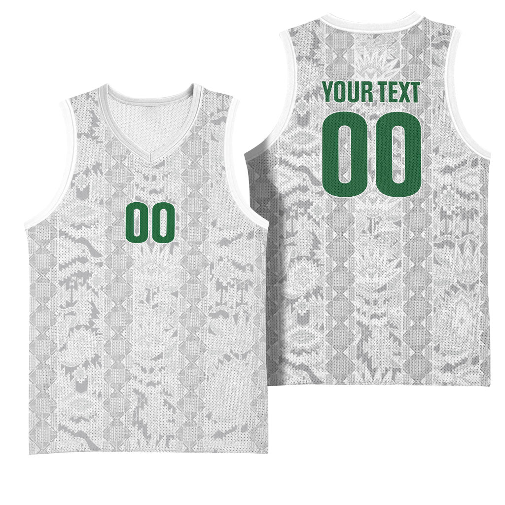South Africa Indebe Yomhlaba Custom Basketball Jersey Ndebele Art White Edition