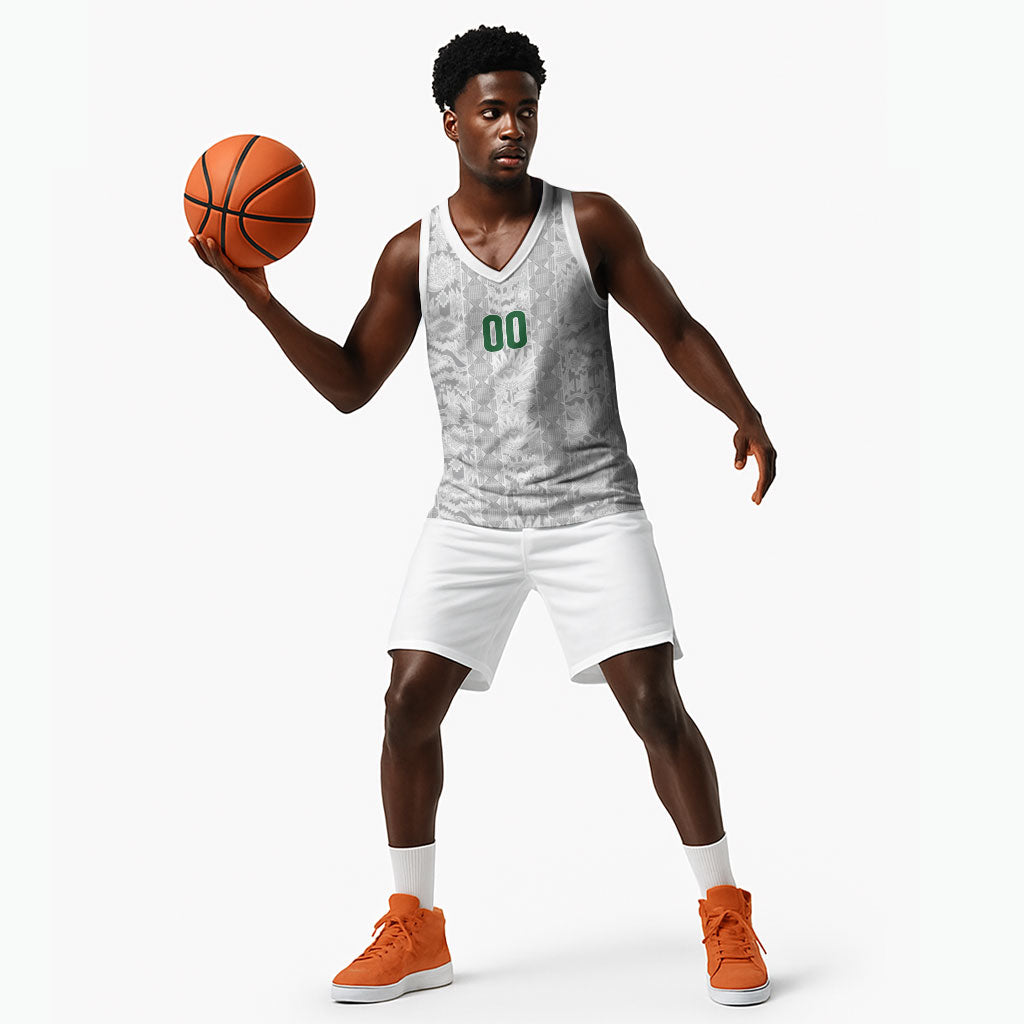 South Africa Indebe Yomhlaba Custom Basketball Jersey Ndebele Art White Edition