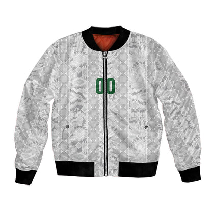 South Africa Indebe Yomhlaba Custom Bomber Jacket Ndebele Art White Edition